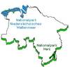 Karte: Niedersachsen mit Nationalparken Wattenmeer und Harz